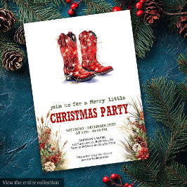 Cowboy Hat and Boots Christmas Party Invite Einladung