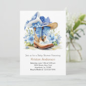 Cowboy Hat and Boots Whimsy Baby Shower Einladung (Stehend Vorderseite)
