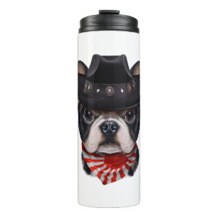 Cowboy Hat and Flag French Bulldog For Dog Lover Thermosbecher