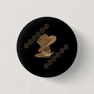 Cowboy Hat auf Cowgirl Boots Button