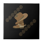 Cowboy Hat auf Cowgirl Boots Fliese (Vorderseite)
