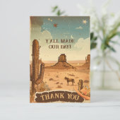 Cowboy Hat Baby Shower Dankeskarte (Stehend Vorderseite)