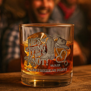 Cowboy Hat Bachelor Party Er bindet den Knoten Whiskyglas