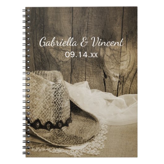 Cowboy Hat Barn Wood Country Western Hochzeit Notizblock (Vorderseite)
