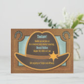 Cowboy Hat - Blue - Baby Shower Einladungen (Stehend Vorderseite)