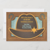 Cowboy Hat - Blue - Baby Shower Einladungen (Rückseite)