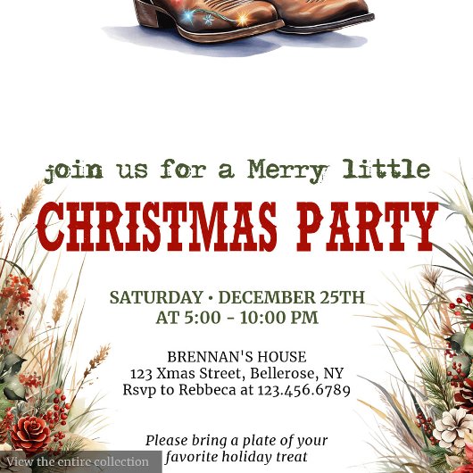Cowboy Hat Christmas Party Digital Invite Einladung