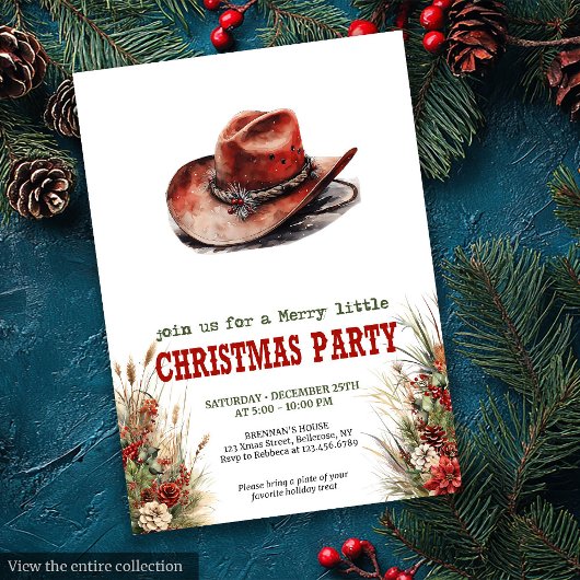 Cowboy Hat Christmas Party Digital Invite Einladung