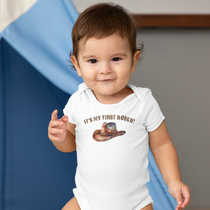 Cowboy Hat First Rodeo Birthday Baby Bodysuit Strampler
