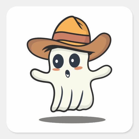 Cowboy Hat Ghost Quadratischer Aufkleber (Vorderseite)
