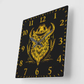 Cowboy Hat Golden Buffalo Art Quadratische Wanduhr (Winkel)