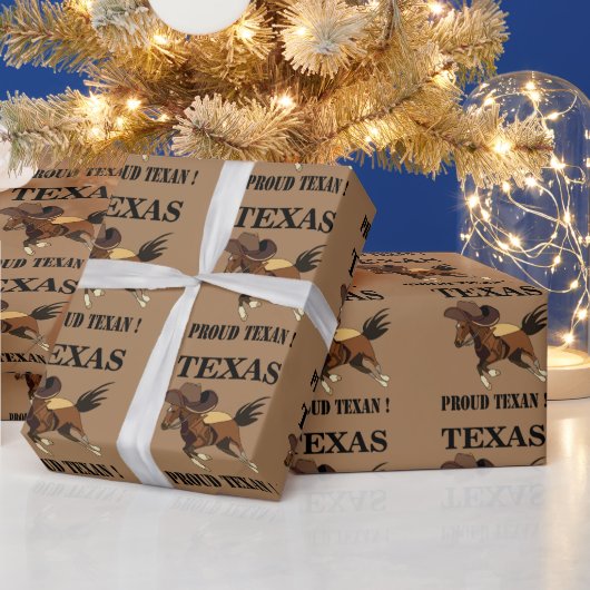 Cowboy Hat Horse Proud Texan Texas Geschenkpapier (Feiertage)