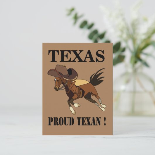 Cowboy Hat Horse Proud Texan Texas Postkarte (Stehend Vorderseite)