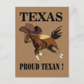 Cowboy Hat Horse Proud Texan Texas Postkarte (Vorderseite)