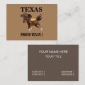 Cowboy Hat Horse Proud Texan Texas Visitenkarte (Vorne/Hinten)