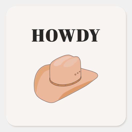Cowboy Hat Howdy Earthy Boho Beige Quadratischer Aufkleber (Vorderseite)