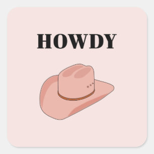Cowboy Hat Howdy Peach Boho Quadratischer Aufkleber