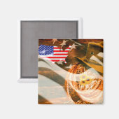 Cowboy Hat Lasso American Flag Sunray Magnet (Vorderseite/Rückseite)