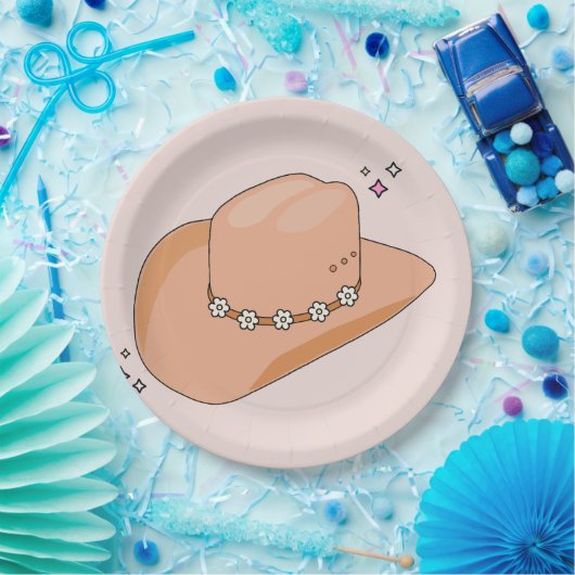 Cowboy Hat Neutral Beige Pappteller (Party)