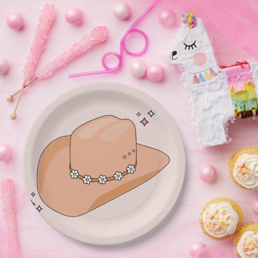 Cowboy Hat Neutral Beige Pappteller (Party)