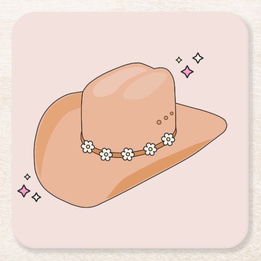 Cowboy Hat Neutral Beige Rechteckiger Pappuntersetzer (Vorderseite)