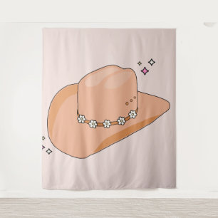 Cowboy Hat Neutral Beige Wandteppich