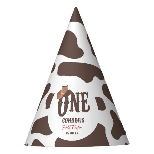 Cowboy Hat ONE First Rodeo 1st Birthday Party Hats Partyhütchen (Vorderseite)