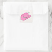 Cowboy Hat Preppy Pink Quadratischer Aufkleber (Tasche)