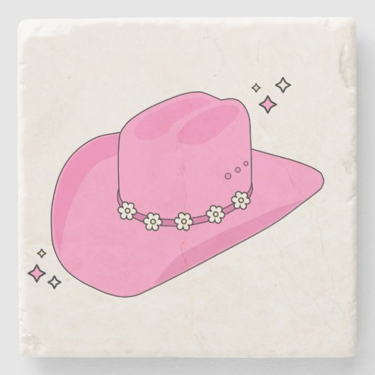 Cowboy Hat Preppy Pink Steinuntersetzer (Vorderseite)