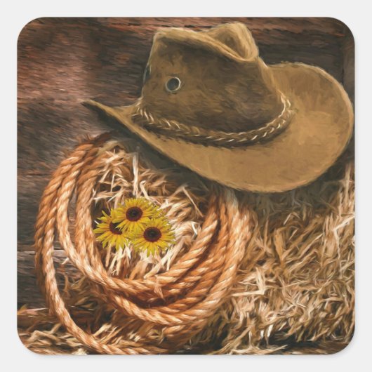 Cowboy Hat Quadratischer Aufkleber (Vorderseite)