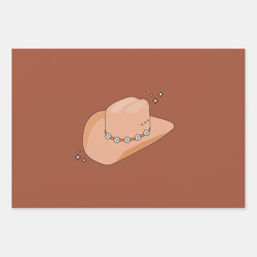 Cowboy Hat Rust Terracotta Geschenkpapier Set (Vorderseite)