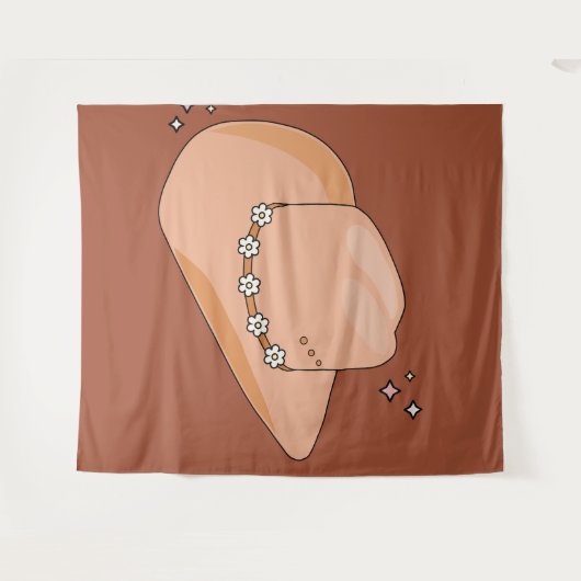 Cowboy Hat Rust Terracotta Wandteppich (Vorderseite (Horizontal))