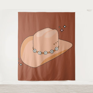 Cowboy Hat Rust Terracotta Wandteppich