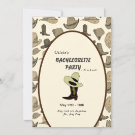 Cowboy Hat Shoes Muster Junggeselinnen-Abschied Einladung
