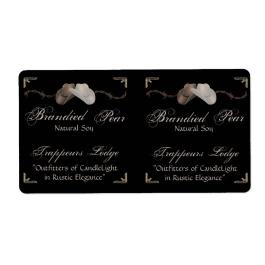 Cowboy Hat Stacheldraht auf Pergament-Kerze-Etiket (Vorne)