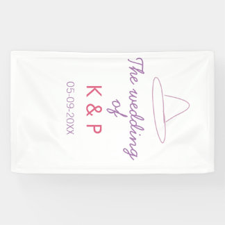 cowboy hat the wedding of couple name date purple  banner