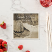 Cowboy Hat und Barn Wood Country Western Hochzeit Serviette (Beispiel)