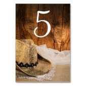 Cowboy Hat und Barn Wood Wedding Tischnummern (Rückseite)