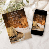 Cowboy Hat und Barn Wood Western Engagement Party Einladung
