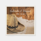 Cowboy Hat und Barn Wood Western Hochzeit Serviette (Vorderseite)