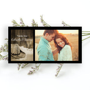 Cowboy Hat und Barn Wood Western Hochzeit Vielen D Dankeskarte