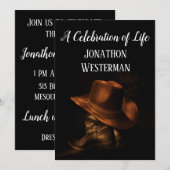 Cowboy Hat und Boots Celebration of Life Einladung (Vorne/Hinten)