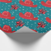 Cowboy Hat und Candy Canes Weihnachtswrap Geschenkpapier (Ecke)
