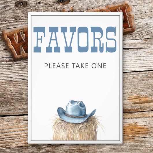 Cowboy Hat Western Blue Baby Dusche Gefallen Unter Fotodruck