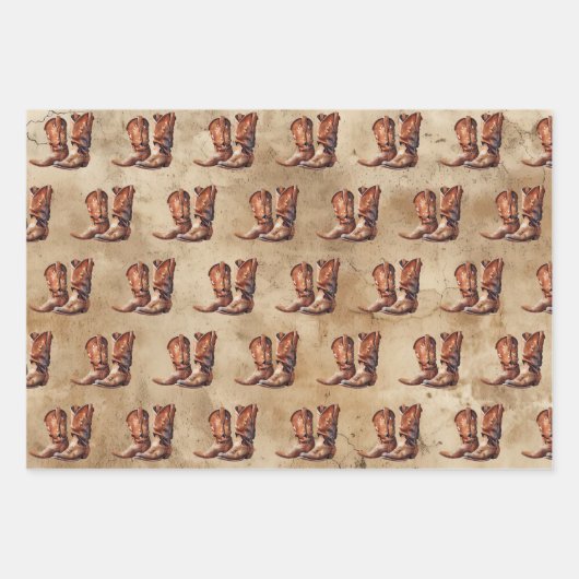 Cowboy Hats Boots Cowhide Geschenkpapier Set (Vorderseite 2)
