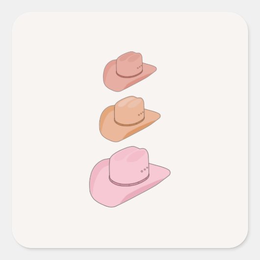 Cowboy Hats Quadratischer Aufkleber (Vorderseite)