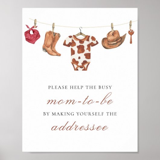Cowboy - Help the Busy Mom-to-Be Addressee Poster (Vorne)