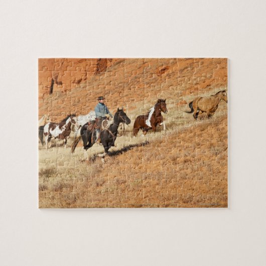 Cowboy-Herdenpferde Puzzle (Horizontal)