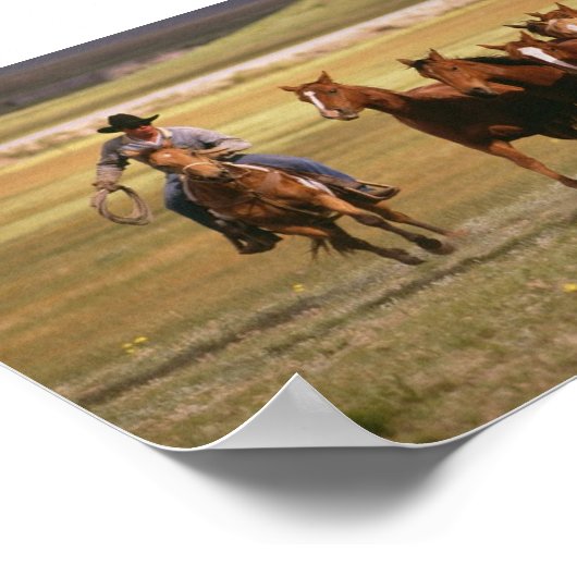 Cowboy Herding auf der Ranch Poster (Ecke)