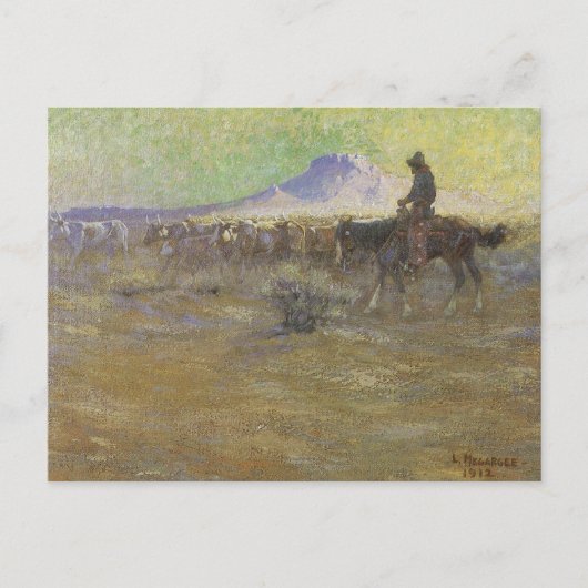 Cowboy Herding Cattle on the Range by Lon Megargee Postkarte (Vorderseite)